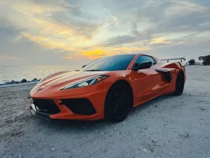 2024 Chevy Corvette available for rent at Tampa Luxe, showcasing luxury design and high-performance features.
